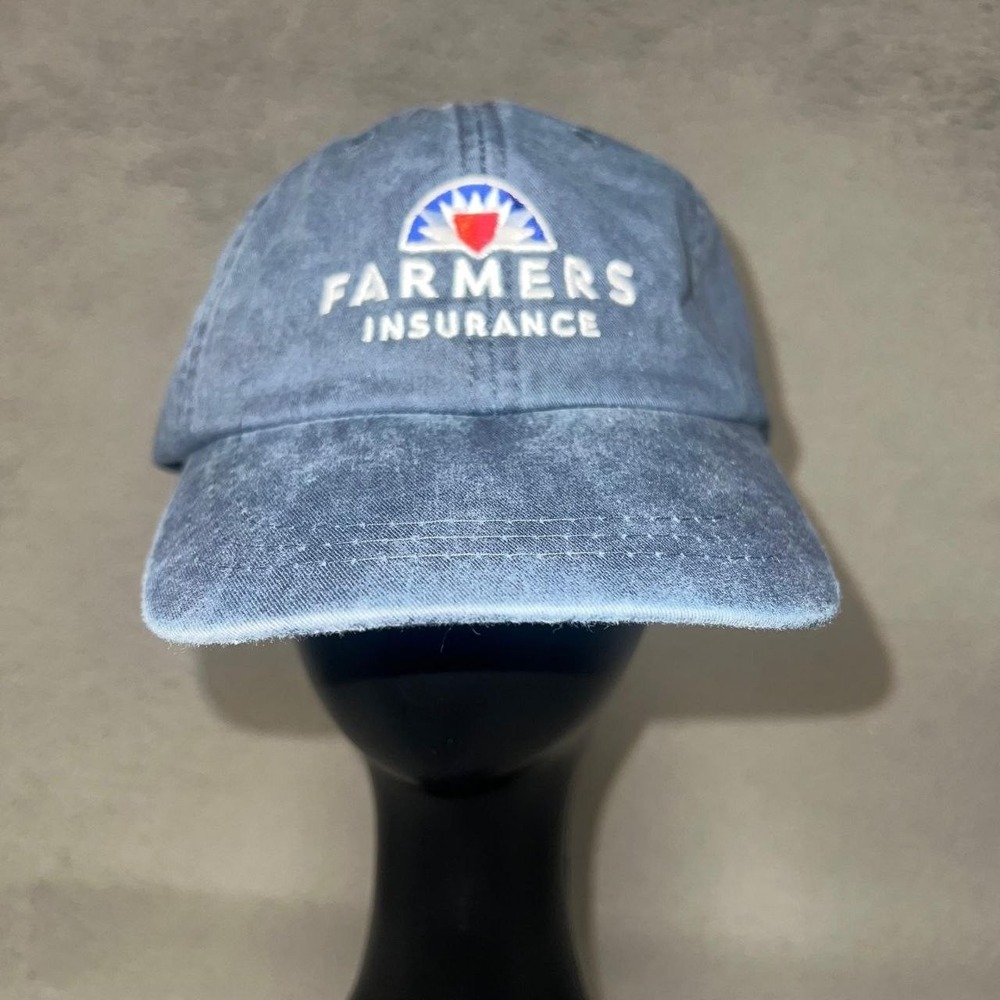 Farmers Insurance Baseball Cap Embroider Logo Eiffel Tower Leather Strapback Hat